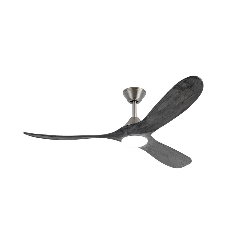 Smart Ceiling Fan With Light, Solid Wood Gray Blades, Dc Reversible Motor, App Control, 3 Color Temperatures, 3 Downrods (5’’/10’’/24’’) For Living Room Bedroom Patio