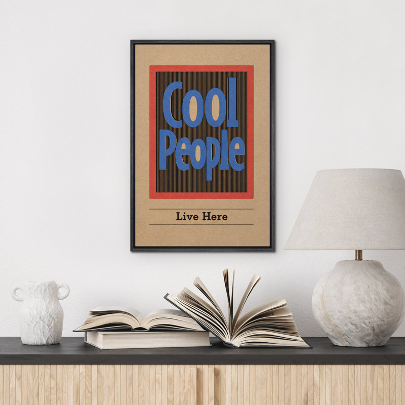 «Cool People», reproduction d'art typographique sur toile encadrée, H 36 po x l 24 po x P 1,5 po, Noir