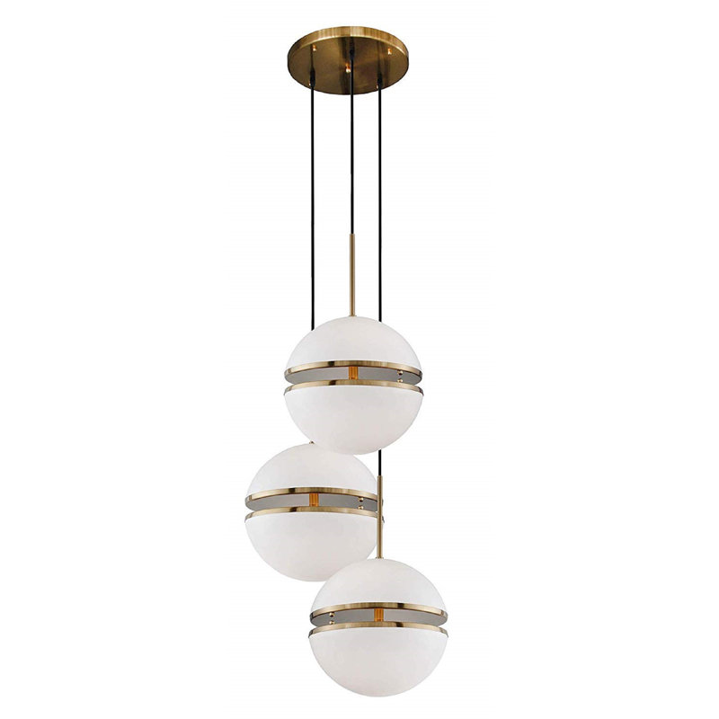 Luminaire suspendu sphère 3 lumières grappe Southaven, Laiton