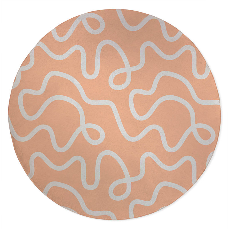 Squig Non-Slip Outdoor Rug, Round 5'