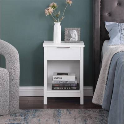 Nightstand with Drawer,3-Tier End Side Table with Storage Drawer and Shelf,Modern Bedside Night Stand for Bedroom, Living Room