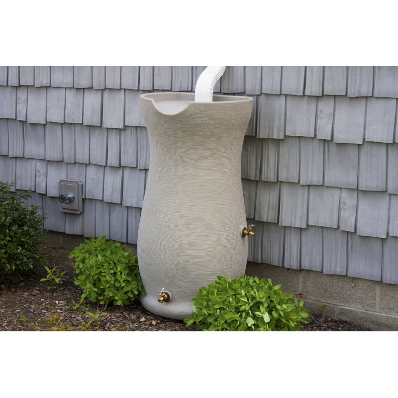 Good Ideas Impressions 50 gallons Corsican Rain Saver Barrel, 2 Spigots, Sandstone