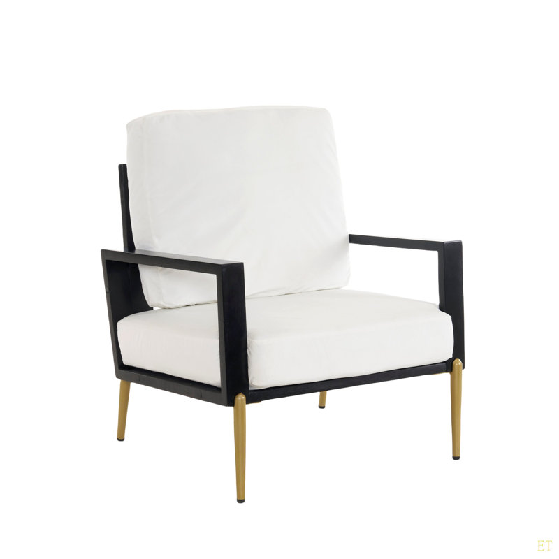 Reynold Low Back Upholstered Accent Armchair, White