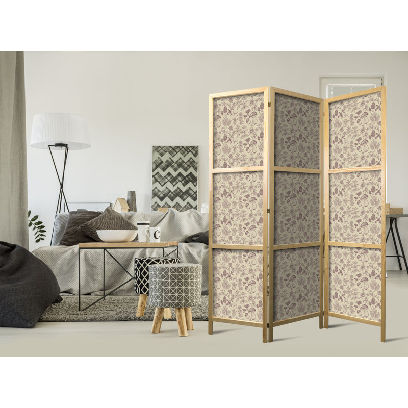 171cm H Solid Wood Folding Room Divider, 171cm H x 135cm W x 1.2cm D, 3