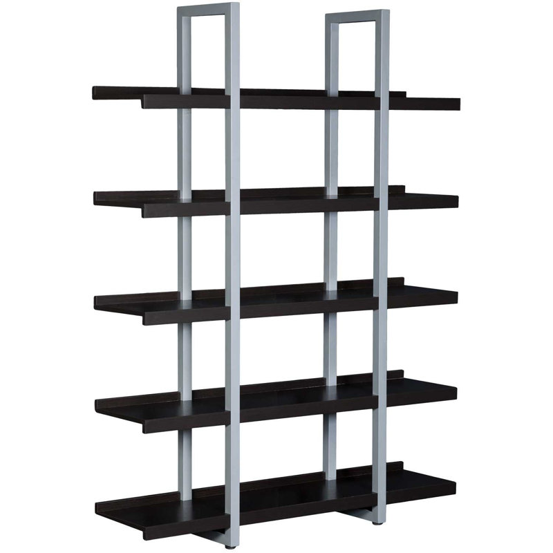 Bibliothèque étagère en acier Hardip, Espresso, (5 tablettes) H 80 po x l 59 po x P 14 po