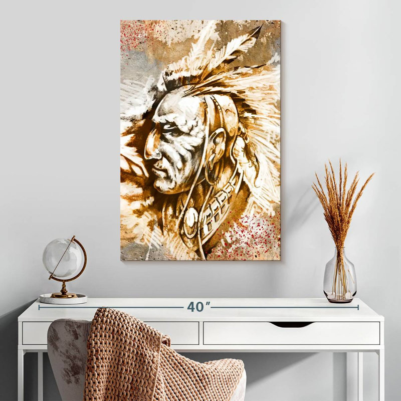 Lelar Native American Warrior, 30" H x 20" W