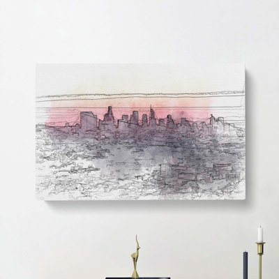 Los Angeles Skyline In The Morning In Abstract - Wrapped Canvas Print