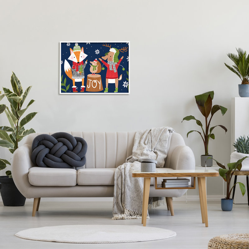 «Snowy Winter Woodland», adorable renard, hérisson, Cadre blanc, H 24 po x l 30 po x P 1,5 po