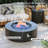  42-Inch Round Iron Propane Fire Pit Table with Tank Cover and Wind Guard,Dark Gray-1773554051