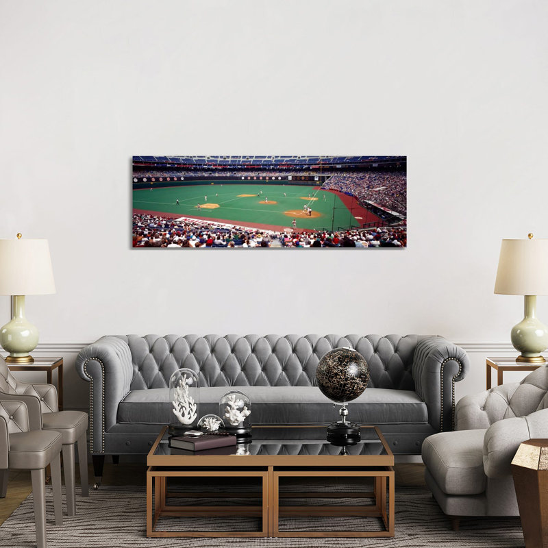 Spectator Watching A Baseball Match, Veterans Stadium, Philadelphia, Pennsylvania, USA by Panoramic Images - Wrapped Canvas Panoramic Print