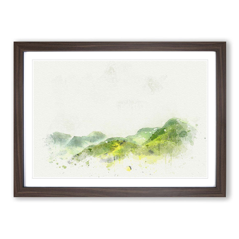 Mountains of the Lake District in Abstract - Picture Frame Graphic Art Print on MDF, 48cm H x 65cm W x 2cm D, Walnut Framed