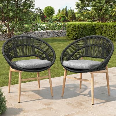 Chaise de salle à manger en osier de style papasan Cyril