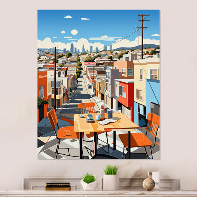 Orange Art Deco LA Vantage - City Art Deco Metal Wall Art