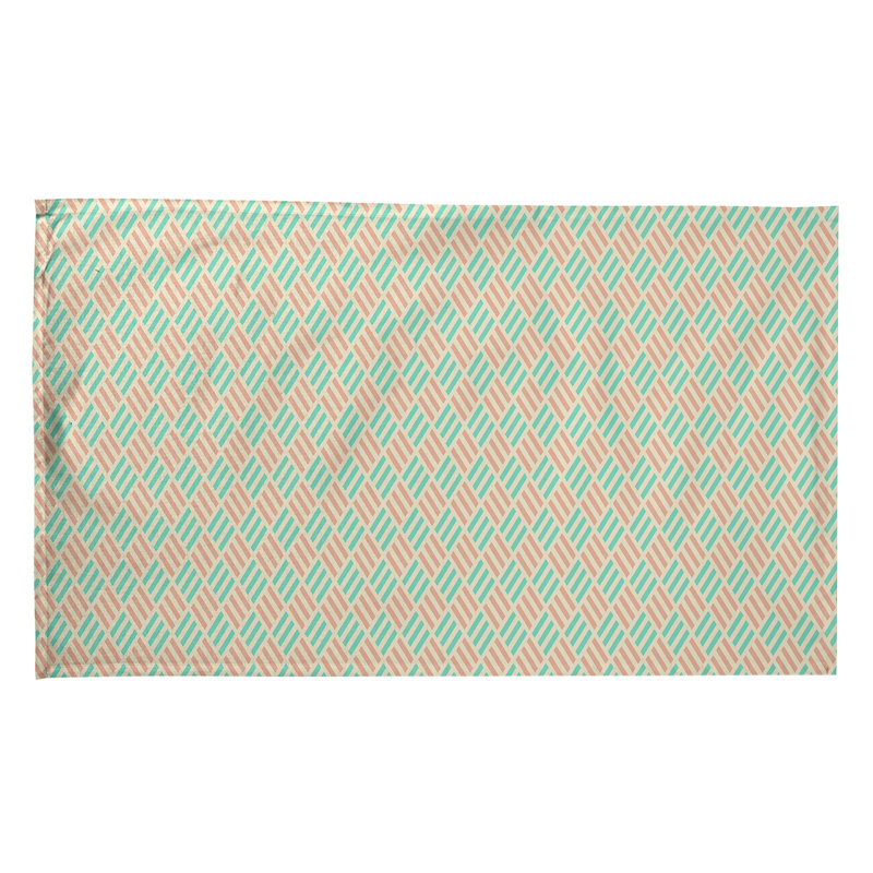 Torchon à losanges à rayures, Rose / jungle, Polyester sergé
