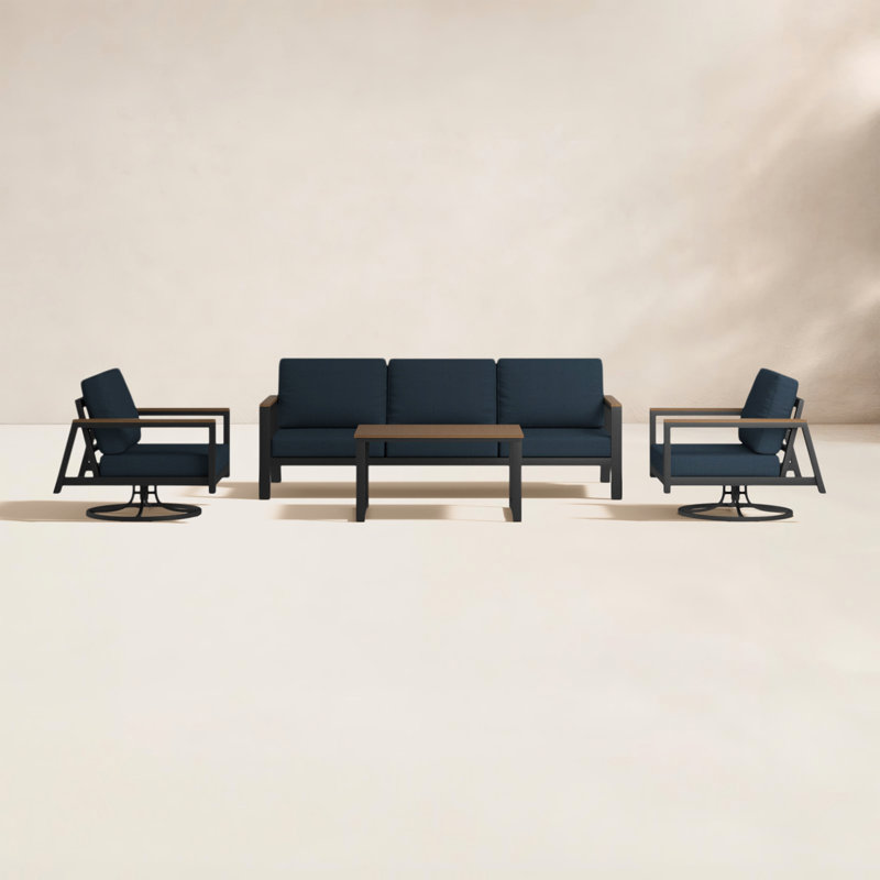 Townsend 5 Person Seating Group with Sunbrella® Cushions, Canvas Navy Sunbrella® Canvas