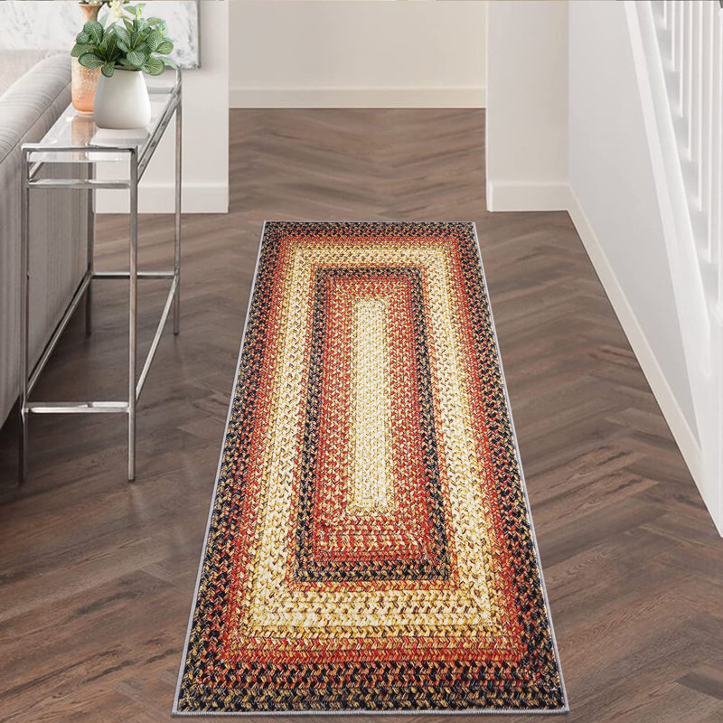 Machine Washable Area Rugs with Non-Slip Backing for Hallway Living Room Bedroom Kitchen and Laundry Room Vintage Carpet Low Pile Rug