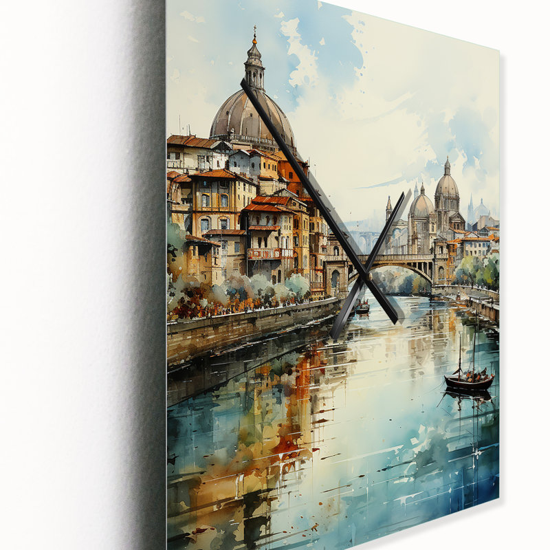 Vue des architectes de la ville des Ponts des États-Unis - horloge murale moderne, Très grand