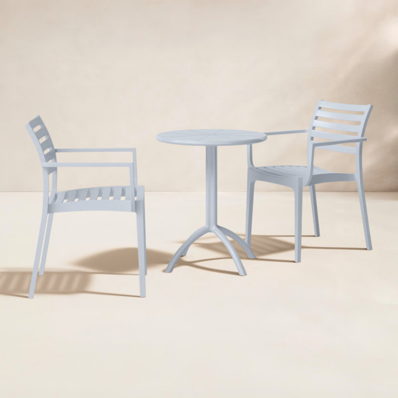 Seneca 2 - Person 23.6" Round Bistro Set, Silver Gray