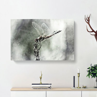 Perched Dragonfly - Wrapped Canvas