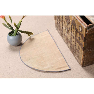 Handwoven Turkish Round Rug in Brown Wool For Entryway Or Any Small Space