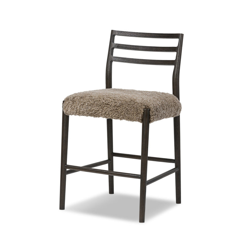 Tabouret Lindyn, Tabouret de comptoir (siège d'une hauteur de 26,2, Carbone clair, Taupe