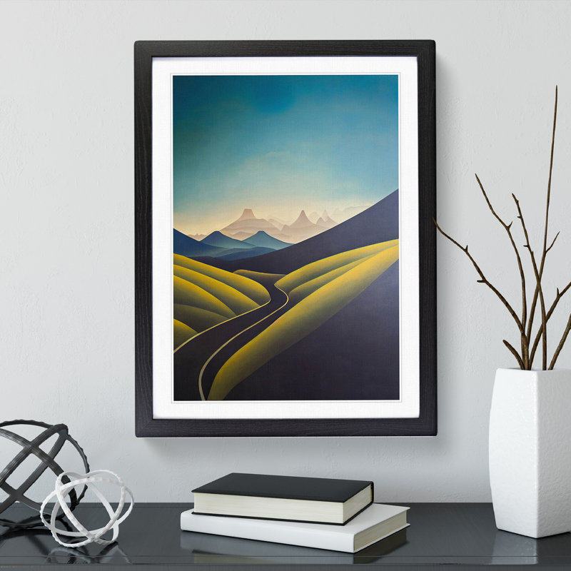 Mountain Valley - Single Picture Frame Print, 64cm H x 46cm W x 2cm D, Black