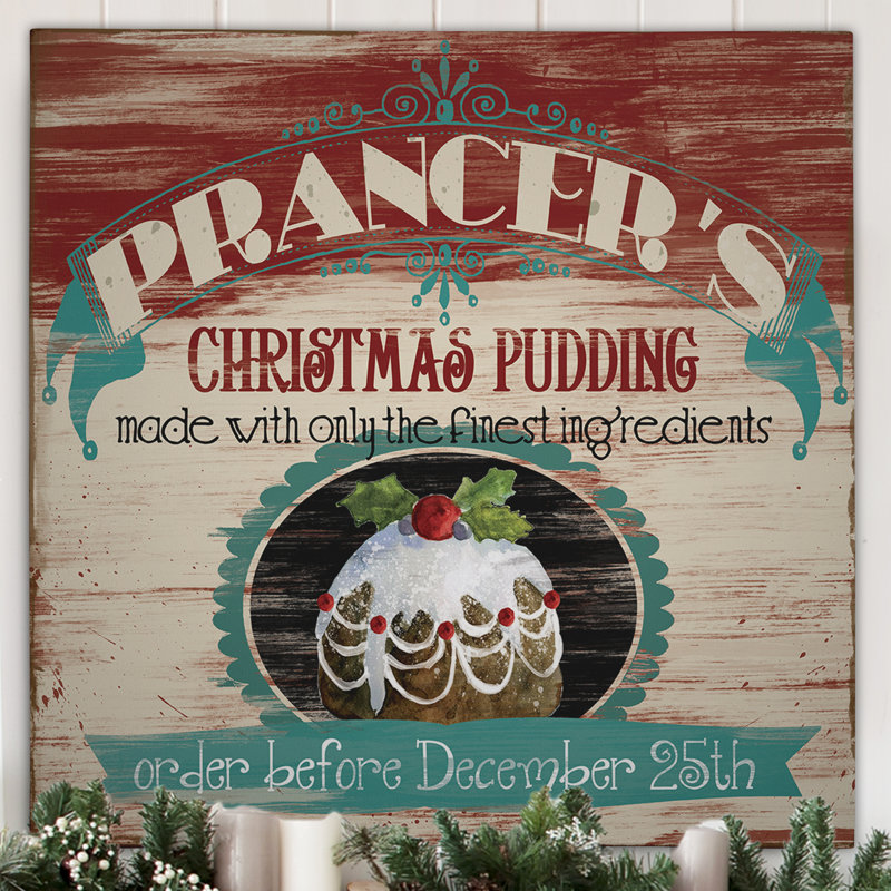 Pouding de Noël - impression d'art graphique, H 16 po x l 16 po x P 2 po, Toile tendue
