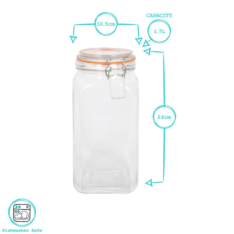 Glass Jar - Set of 3, Light Clear, 24 cm H x 10.5 cm W x 10.5 cm D