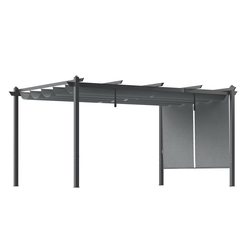 Pergola en aluminium avec auvent Aoodor, Gris, H 8,2 pi x l 16 pi x P 12 pi