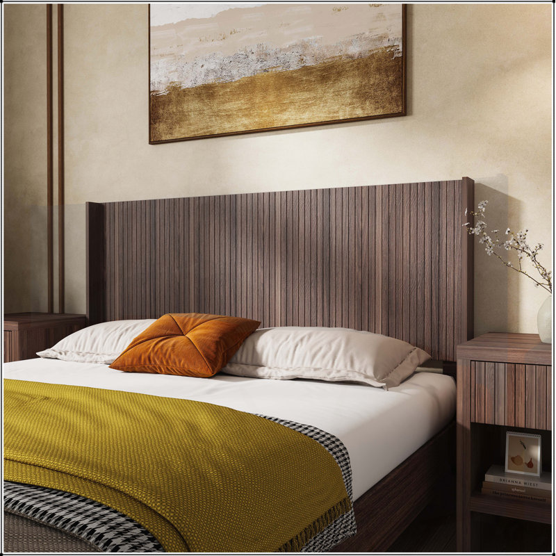 Wood Headboard Wide Wooden Headboard Only, Modern Farmhouse Headboards, Wall Mounted Fluted Panel, Wingback Boho Headboards