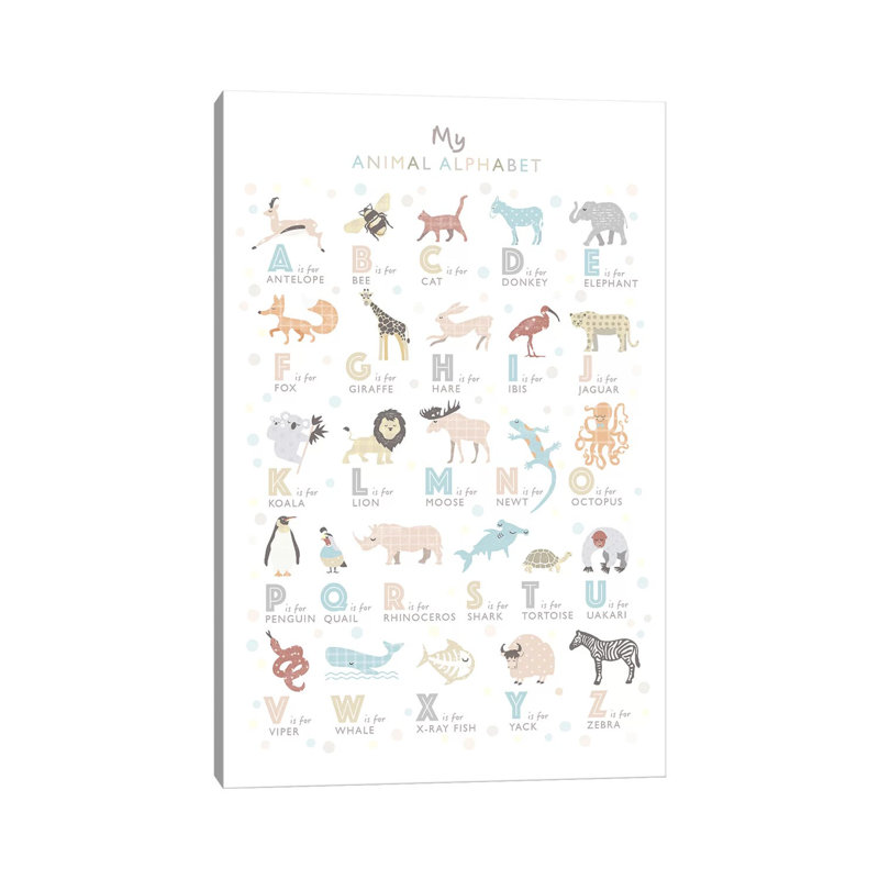 Neutral Animal Alphabet by PaperPaintPixels - Wrapped Canvas Print, 20.32 cm H x 30.48 cm W