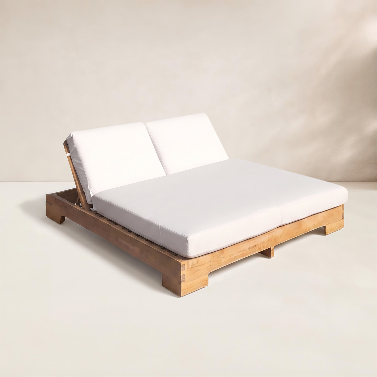 55" Sunbrella® Patio Double Chaise Lounge, Canvas Natural Sunbrella