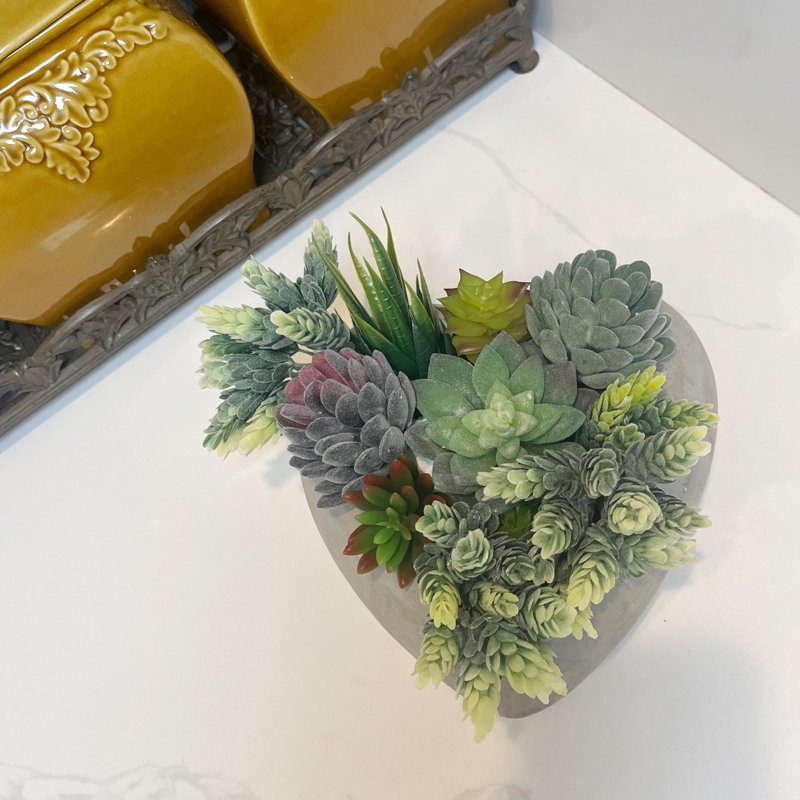 Heart-Shaped Gray Concrete Succulent Planter Pot