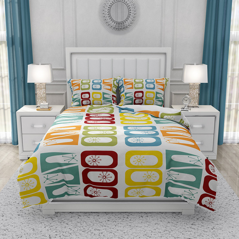Ensemble de housse de couette en microfibre 3 pièces blanc, jaune et rouge, Housse de couette simple + 2 très grandes taies d