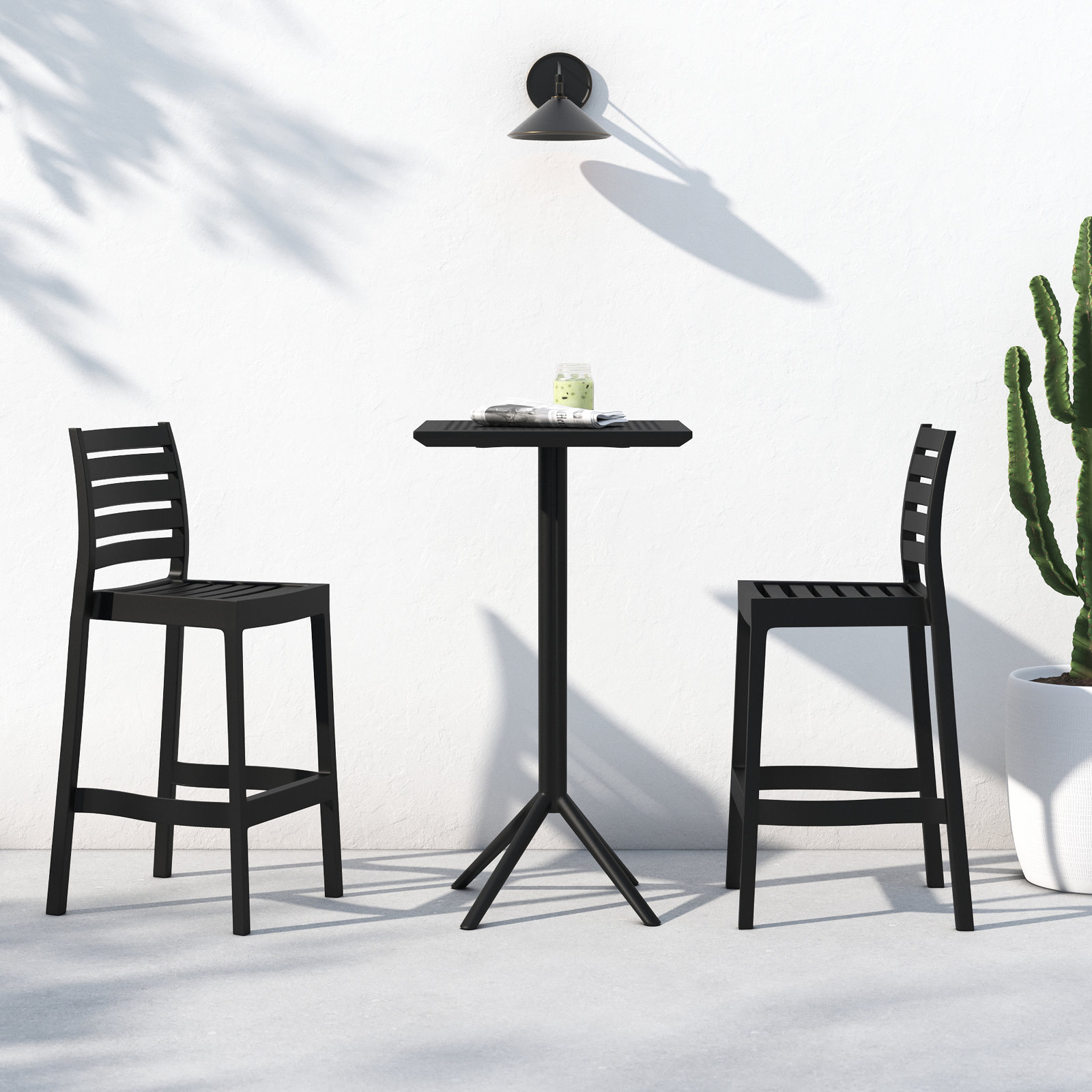 Farrah 24" Patio Dining Set, Black