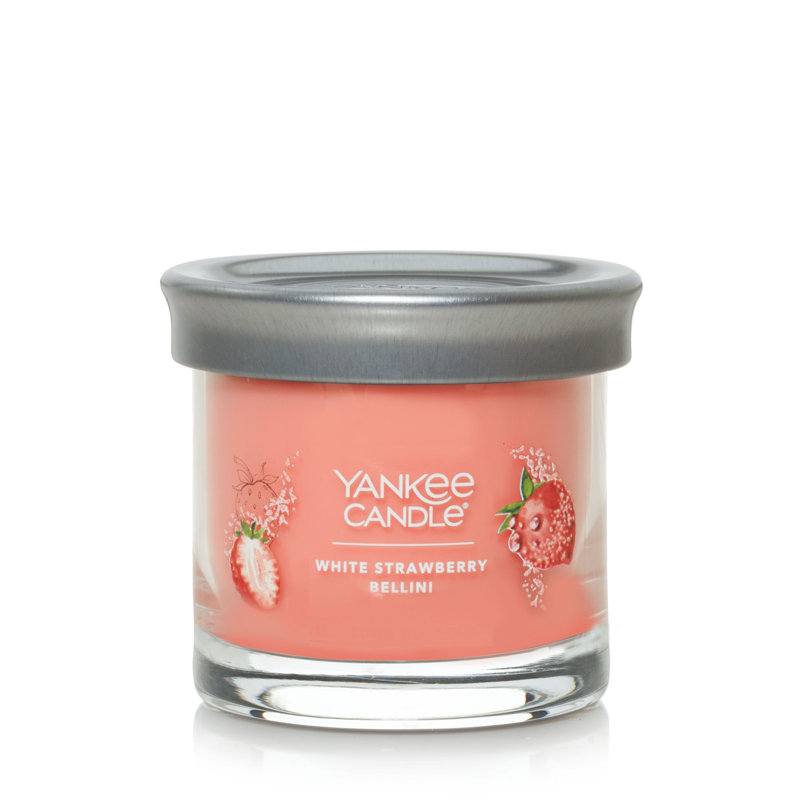 White Strawberry Bellini Small Glass Tumbler Candle