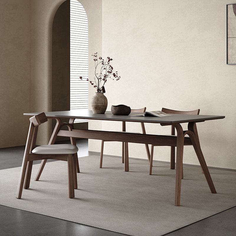 Table and Oak Chairs Modern Set, 29.52''H x 55.11''L x 31.49''W