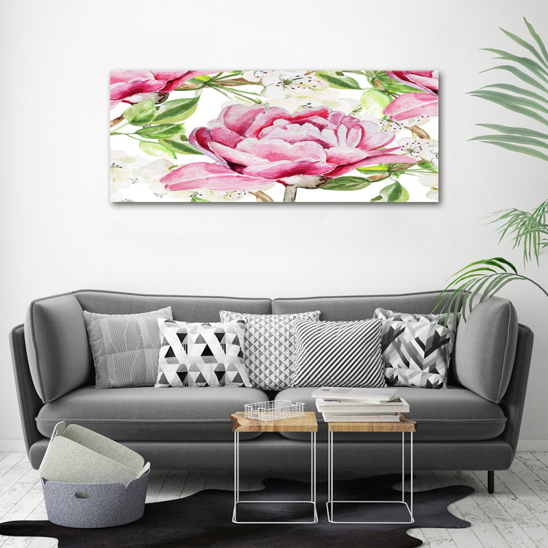 Peonies - Wrapped Canvas Print, Canvas, 50cm H x 125cm W
