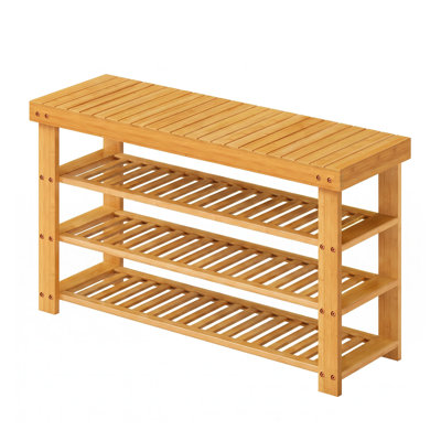 4-Tier Bamboo Shoe Storage Rack Bench