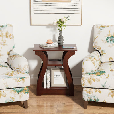 23.62'' End Table,Small Side Table with Built-In Outlets for Living Room,Bedroom,Nightstand
