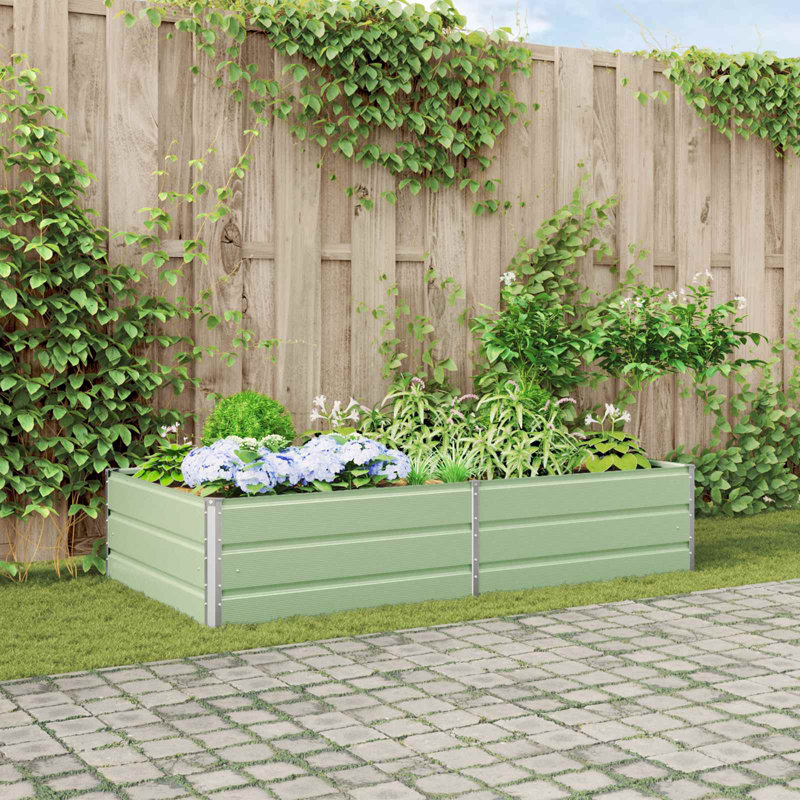 Planter Galvanised Steel, Pastel Green, 45cm H x 195cm W x 100cm D