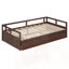 Lit de jour en bois avec lit gigogne et deux tiroirs de rangement, canapé-lit extensible pour une utilisation polyvalente dans la chambre ou le salon-1165607832