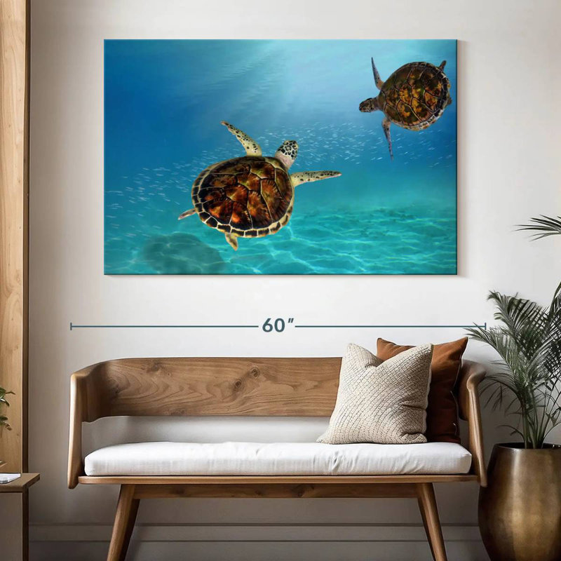 Tortues imbriquées sous l'eau, H 34 po x l 51 po