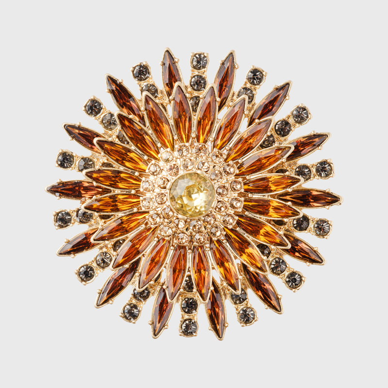 Jewel Flower Napkin Rings, Amber/Worn Gold