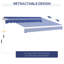 Auvent rétractable pour parasol 13 pi x 8 pi. , Manivelle d'eau, manivelle, cadre en aluminium, bleu foncé pour la cour 8 'en bleu. Et eau. Manivelle. Cadre. Option multi-surfaces. Réduit la chaleur. Pour cour, terrasse,