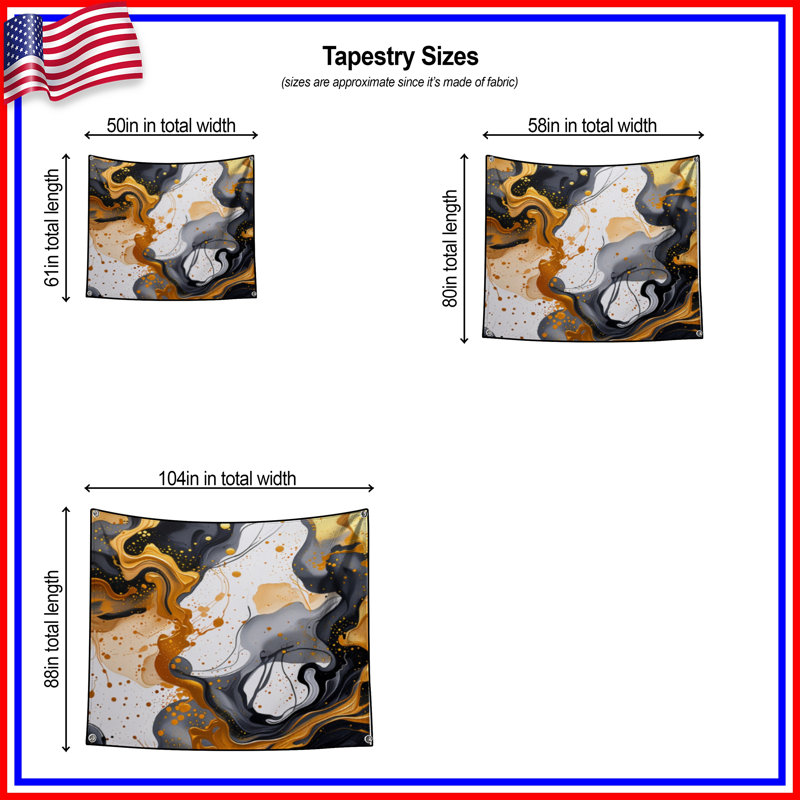 Tapisserie murale abstraite - art mural, 50in H x60in W with 4 Grommets