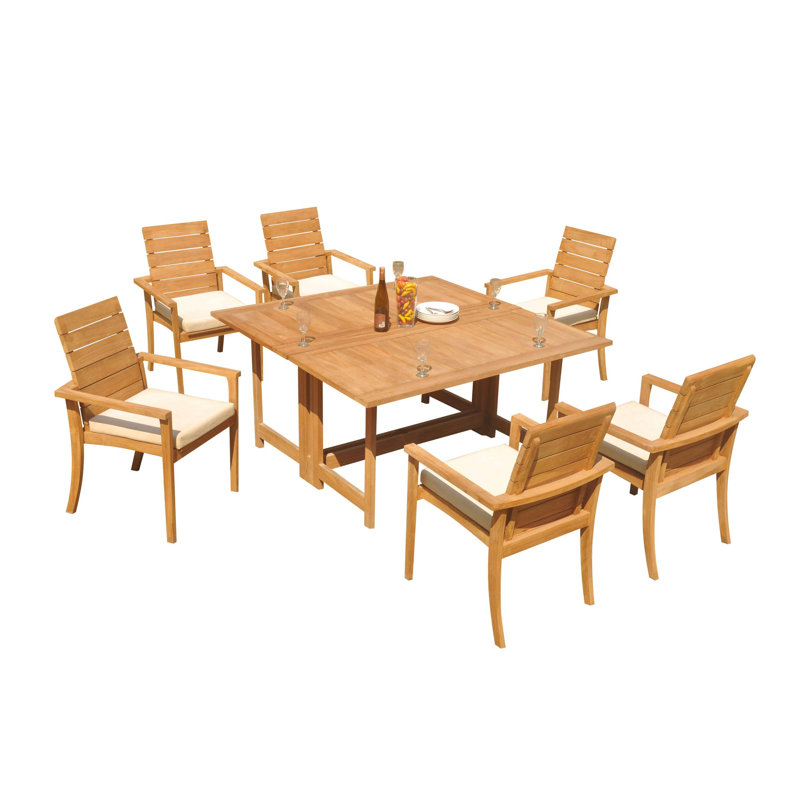 Algrave 6 - Person Teak Wood Patio Dining Set with