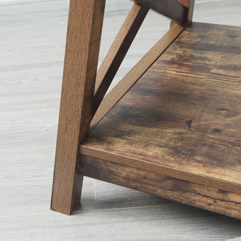 Table basse avec rangement Braydi, Bois rustique