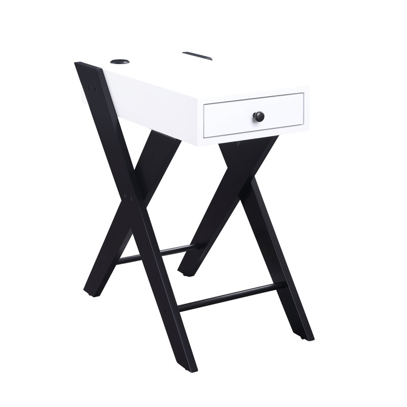 Table d'appoint avec ports USB, Blanc
