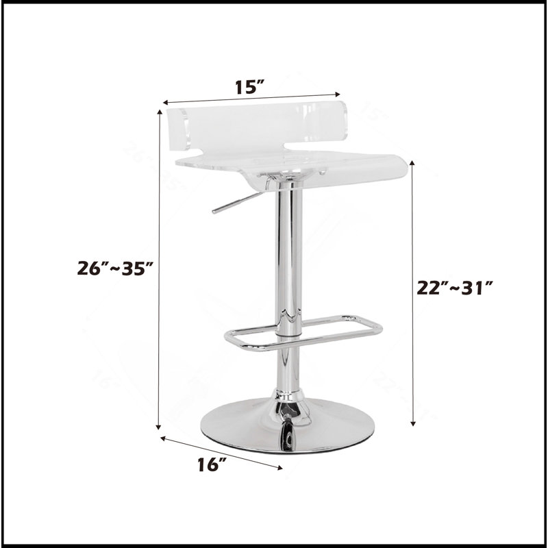 Tabouret réglable pivotant avec finition chromée Rania